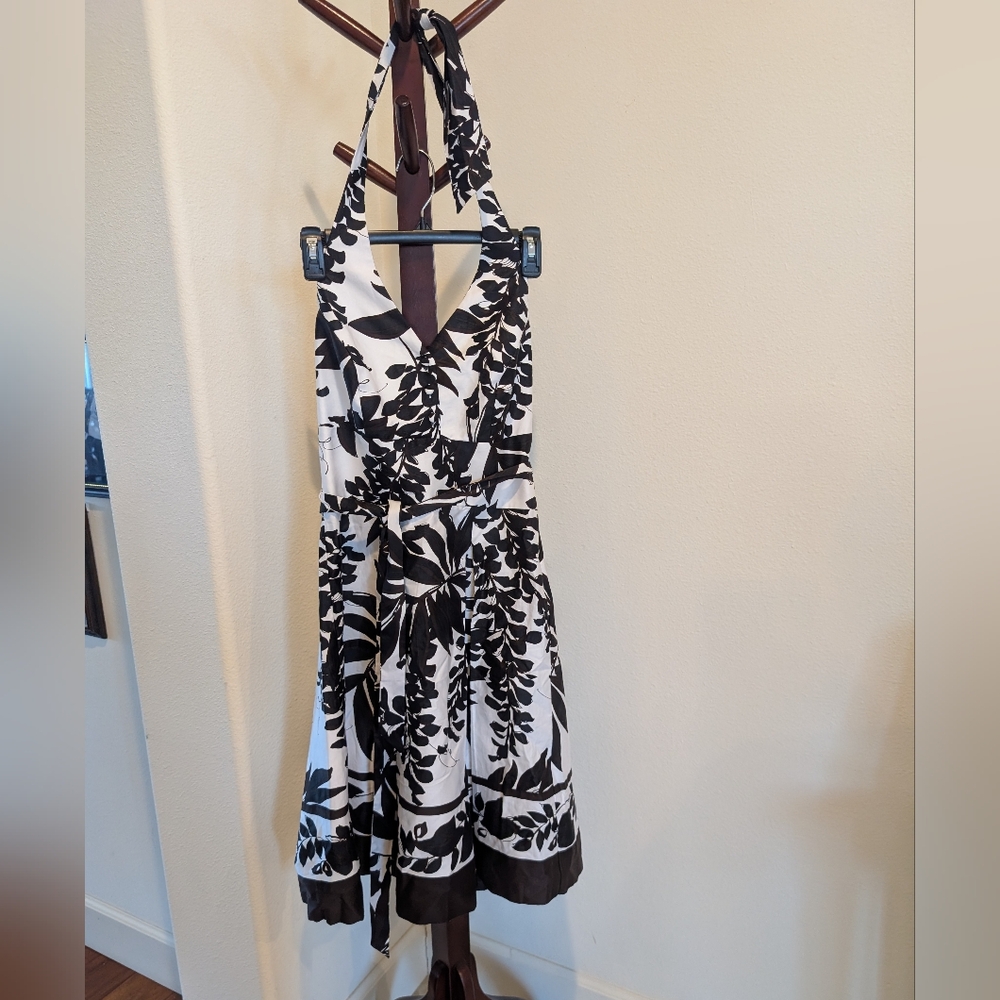WHBM Elegant Black and White Floral Halter Dress - Picture 12 of 12
